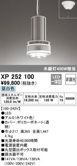 オーデリック　XP252100　ペンダントライト 非調光 LED一体型 昼白色 フレンジタイプ 電源装置内蔵 ホワイト