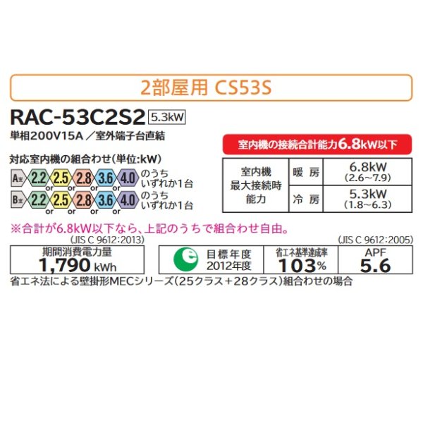 画像3: システムマルチ 日立　RAC-53C2S2　室外ユニット 2部屋用 CS53S 単相200V 室外機のみ  [♪●] (3)