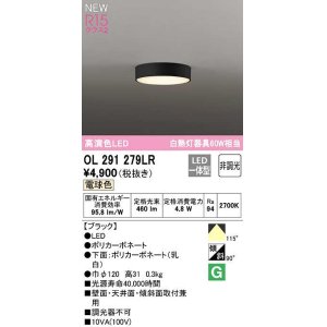 画像: オーデリック　OL291279LR　シーリングライト 非調光 LED一体型 電球色 ブラック