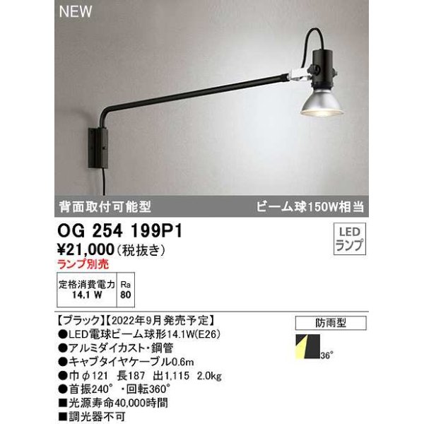 画像1: オーデリック　OG254199P1　エクステリア スポットライト ランプ別売 LEDランプ 防雨型 ブラック (1)