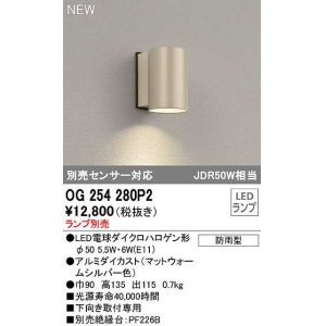 画像: オーデリック　OG254280P2　エクステリア ポーチライト ランプ別売 LEDランプ 別売センサー対応 防雨型 マットウォームシルバー色