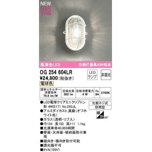 画像: オーデリック　OG254604LR(ランプ別梱)　ブラケットライト 非調光 LEDランプ 電球色 防雨型 オフホワイト