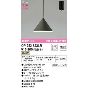 画像: オーデリック　OP252893LR(ランプ別梱)　ペンダントライト 非調光 LEDランプ 電球色 フレンジタイプ マットブラック