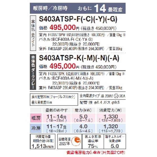 画像3: ダイキン　S403ATSP-C　エアコン 14畳 ルームエアコン SXシリーズ risora 単相200V 20A 14畳程度 ナチュラルウッド (S40ZTSXP-Cの後継品) [♪▲] (3)