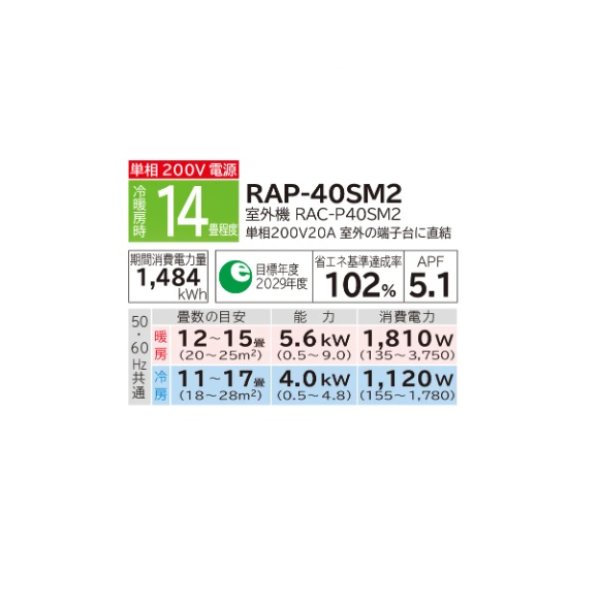 画像2: ハウジングエアコン 日立 RAP-40SM2 1方向天井カセットタイプ 14畳程度 単相200V 本体のみ (RAP-40SC2の後継品) [♪●] (2)