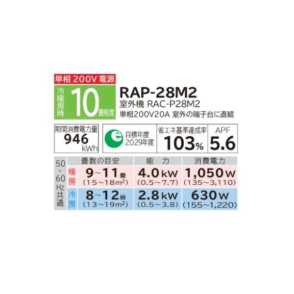 画像2: ハウジングエアコン 日立 RAP-28M2 1方向天井カセットタイプ 10畳程度 単相200V 本体のみ (RAP-28C2の後継品) [♪●] (2)