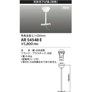 画像: コイズミ照明 AR54548E 非常用照明器具 誘導灯 吊り具 L=250mm 取付ビス別売 配線用コード付 フランジタイプ 白色