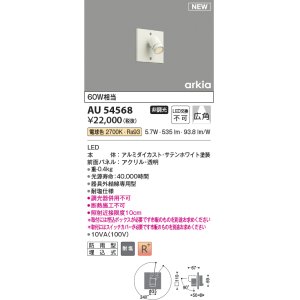 画像: コイズミ照明 AU54568 スポットライト 非調光 LED一体型 電球色 広角 防雨型 サテンホワイト