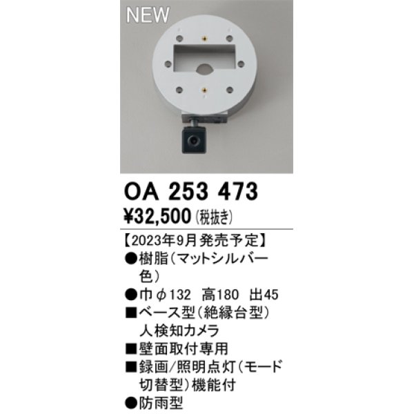 画像1: オーデリック OA253473 センサ ベース型人検知カメラ 壁面取付専用 防雨型 マットシルバー (1)