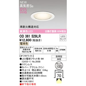 画像: オーデリック OD361529LR(ランプ別梱) エクステリア ダウンライト 埋込穴φ100 LEDランプ 電球色 高気密SB 高演色LED 軒下取付専用 防雨型 オフホワイト