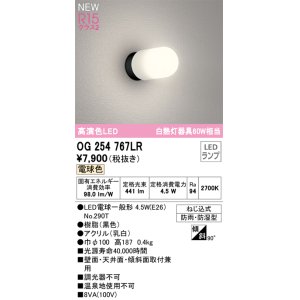 画像: オーデリック OG254767LR(ランプ別梱) エクステリア ポーチライト LEDランプ 電球色 高演色LED 防雨・防湿型 黒色