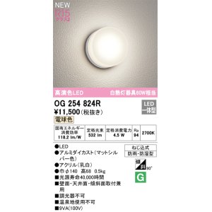 画像: オーデリック OG254824R エクステリア ポーチライト LED一体型 電球色 高演色LED 防雨・防湿型 マットシルバー