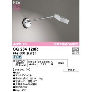 画像: オーデリック OG264128R エクステリア スポットライト LED一体型 昼白色 高演色LED 防雨型 マットシルバー