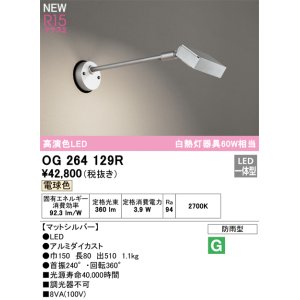 画像: オーデリック OG264129R エクステリア スポットライト LED一体型 電球色 高演色LED 防雨型 マットシルバー