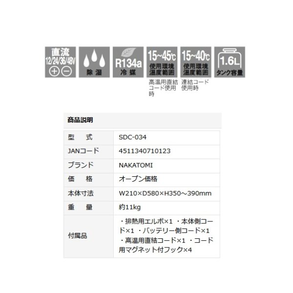 画像3: ナカトミ SDC-034 小型DCクーラー (電気式車両専用) [♪] (3)