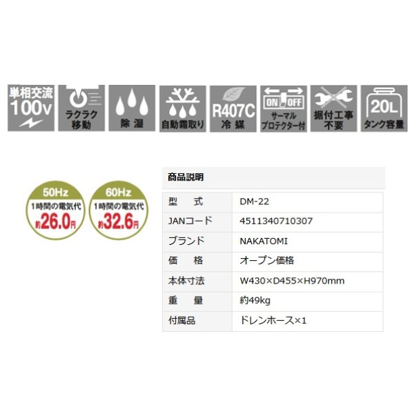 画像3: ナカトミ DM-22 除湿機 単相100V [♪●] (3)