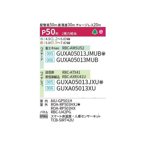 画像2: 日本キヤリア/旧東芝 GUXA05013JMUB 業務用エアコン 天井カセット形 4方向吹出し ウルトラパワーエコ シングル P50 2馬力 単相200V ワイヤード ♪ (2)