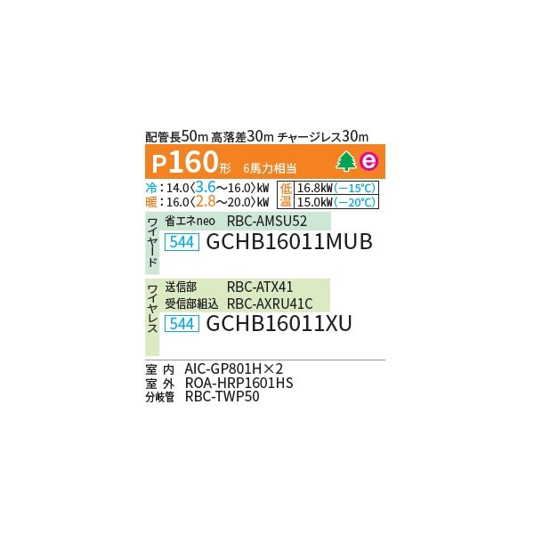 画像2: 日本キヤリア/旧東芝 GCHB16011XU 業務用エアコン 天井吊形 スーパーパワーエコ暖太郎 同時ツイン P160 6馬力 三相200V ワイヤレス ♪ (2)