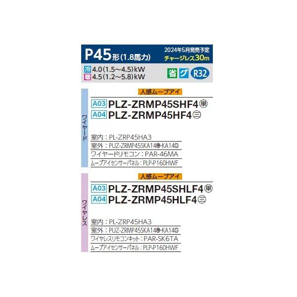 画像2: 三菱 PLZ-ZRMP45HLF4 業務用エアコン 4方向天井カセット i-スクエアタイプ スリムZR 標準シングル P45形 1.8馬力 三相 200V ワイヤレス ♪∀ (2)