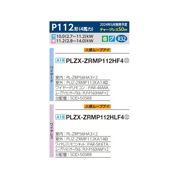 画像2: 三菱 PLZX-ZRMP112HF4 業務用エアコン 4方向天井カセット i-スクエアタイプ スリムZR 同時ツイン P112形 4馬力 三相 200V ワイヤード ♪∀ (2)