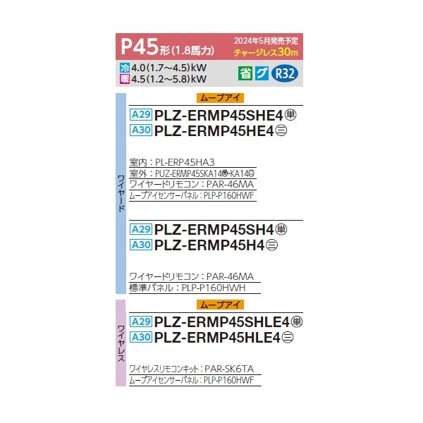 画像2: 三菱 PLZ-ERMP45SHLE4 業務用エアコン 4方向天井カセット i-スクエアタイプ スリムER 標準シングル P45形 1.8馬力 単相 200V ワイヤレス ♪∀ (2)