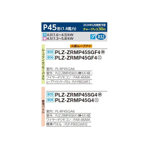 画像2: 三菱 PLZ-ZRMP45SGF4 業務用エアコン 4方向天井カセット コンパクトタイプ スリムZR 標準シングル P45形 1.8馬力 単相 200V ワイヤード ♪∀ (2)