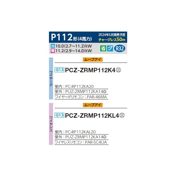 画像2: 三菱 PCZ-ZRMP112K4 業務用エアコン 天吊 スリムZR 標準シングル P112形 4馬力 三相 200V ワイヤード ♪∀ (2)