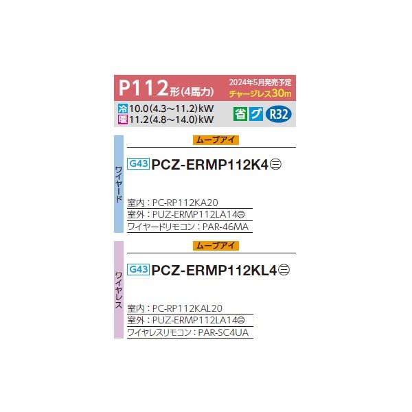 画像2: 三菱 PCZ-ERMP112K4 業務用エアコン 天吊 スリムER 標準シングル P112形 4馬力 三相 200V ワイヤード ♪∀ (2)