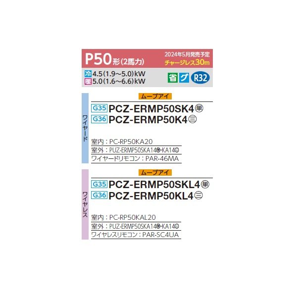 画像2: 三菱 PCZ-ERMP50SKL4 業務用エアコン 天吊 スリムER 標準シングル P50形 2馬力 単相 200V ワイヤレス ♪∀ (2)