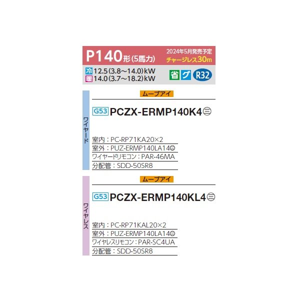 画像2: 三菱 PCZX-ERMP140K4 業務用エアコン 天吊 スリムER 同時ツイン P140形 5馬力 三相 200V ワイヤード ♪∀ (2)