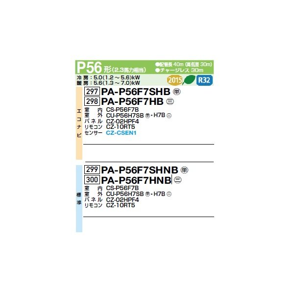 画像2: パナソニック PA-P56F7HNB 業務用エアコン 天井ビルトインカセット形 XEPHY Eco 標準 シングル P56形 2.3馬力 三相200Ｖ ♪ (2)