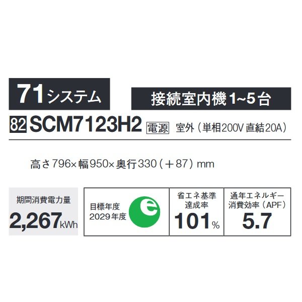 画像2: 三菱重工 [SCM7123H2] システムマルチ 室外機のみ 71システム 接続室内機1~5台 ♪ (2)