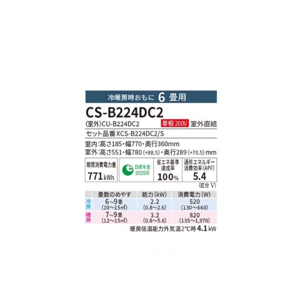 画像2: ハウジングエアコン パナソニック [CS-B224DC2 + 化粧グリル] 1方向天井ビルトイン 6畳程度 単相200V ♭♪ (CS-B229CC2-SETの後継品) (2)