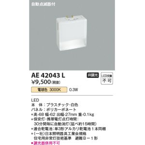 画像: コイズミ照明　AE42043L　保安灯 ナイトライト 自動点滅器付 LED一体型 電球色 ホワイト