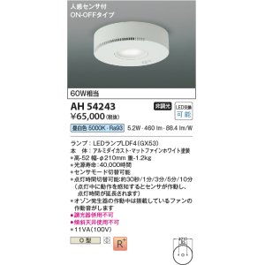 コイズミ照明 AH54241 シーリングライト 非調光 LEDランプ 電球色 人感