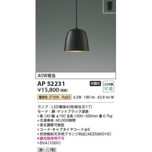 コイズミ照明 AP50351 ペンダントライト LEDランプ交換可能型 非調光