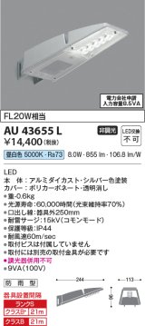 画像: コイズミ照明　AU43655L　防犯灯 LED一体型 昼白色 防雨型 シルバー