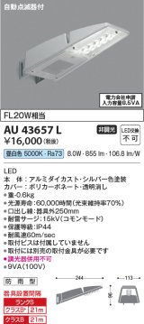 画像: コイズミ照明　AU43657L　防犯灯 LED一体型 昼白色 防雨型 シルバー