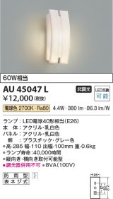 画像: コイズミ照明　AU45047L　ポーチライト 壁 ブラケットライト LED付 電球色 防雨型 乳白色