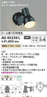 画像: コイズミ照明　AU45239L　アウトドアスポットライト 人感センサ タイマー付ON-OFFタイプ LED一体型 電球色 防雨型