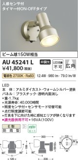 画像: コイズミ照明　AU45241L　アウトドアスポットライト 人感センサ タイマー付ON-OFFタイプ LED一体型 電球色 防雨型