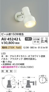 画像: コイズミ照明　AU45242L　アウトドアスポットライト LED一体型 電球色 防雨型 オフホワイト