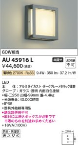 画像: コイズミ照明　AU45916L　ポーチライト 壁 ブラケットライト LED一体型 電球色 防雨・防湿型 ダークグレーメタリック