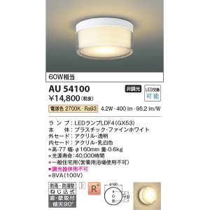 画像: コイズミ照明　AU54100　アウトドアライト 非調光 LEDランプ 電球色 防雨・防湿型 直付・壁付取付 ファインホワイト