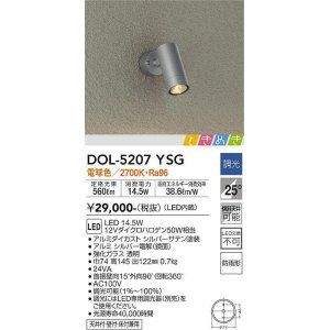 画像: 大光電機(DAIKO)　DOL-5207YSG　アウトドアライト スポットライト LED内蔵 調光(調光器別売) 電球色 ときめき 防雨形 配光25° フランジタイプ シルバー