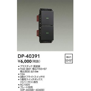 画像: 大光電機(DAIKO)　DP-40391　部材 2個スイッチ プレート別売 黒