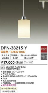 画像: 大光電機(DAIKO)　DPN-38215Y　ペンダント ランプ付 非調光 電球色 プラグタイプ クローム [♭]