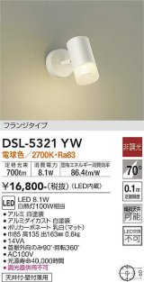 画像: 大光電機(DAIKO)　DSL-5321YW　スポットライト フランジタイプ LED内蔵 電球色 非調光 ホワイト 天井付・壁付兼用