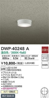 画像: 大光電機(DAIKO)　DWP-40248A　アウトドア 軒下シーリング LED内蔵 非調光 温白色 防雨形 拡散パネル付