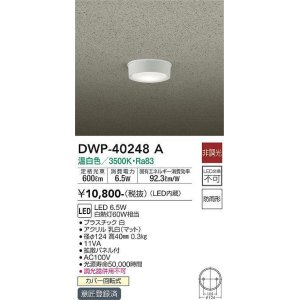 画像: 大光電機(DAIKO)　DWP-40248A　アウトドア 軒下シーリング LED内蔵 非調光 温白色 防雨形 拡散パネル付